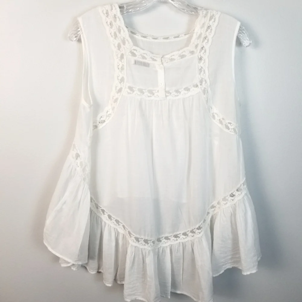 Mes Demoiselles Paris White Hi-low Top Size 38 EU or small US - Picture 2 of 7